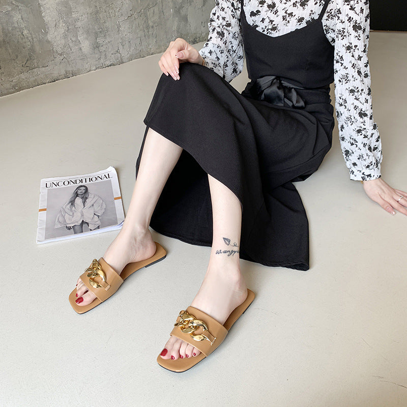 Nuevas chanclas de mujer de estilo moderno con punta cuadrada