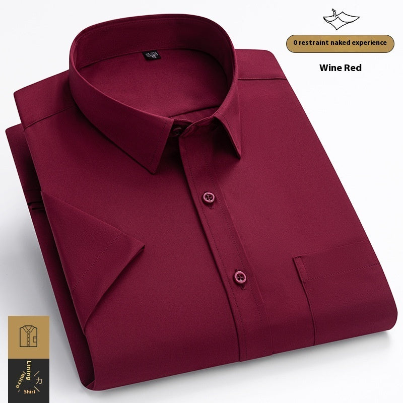 Camisa de manga corta para hombre de seda fría elástica y de moda