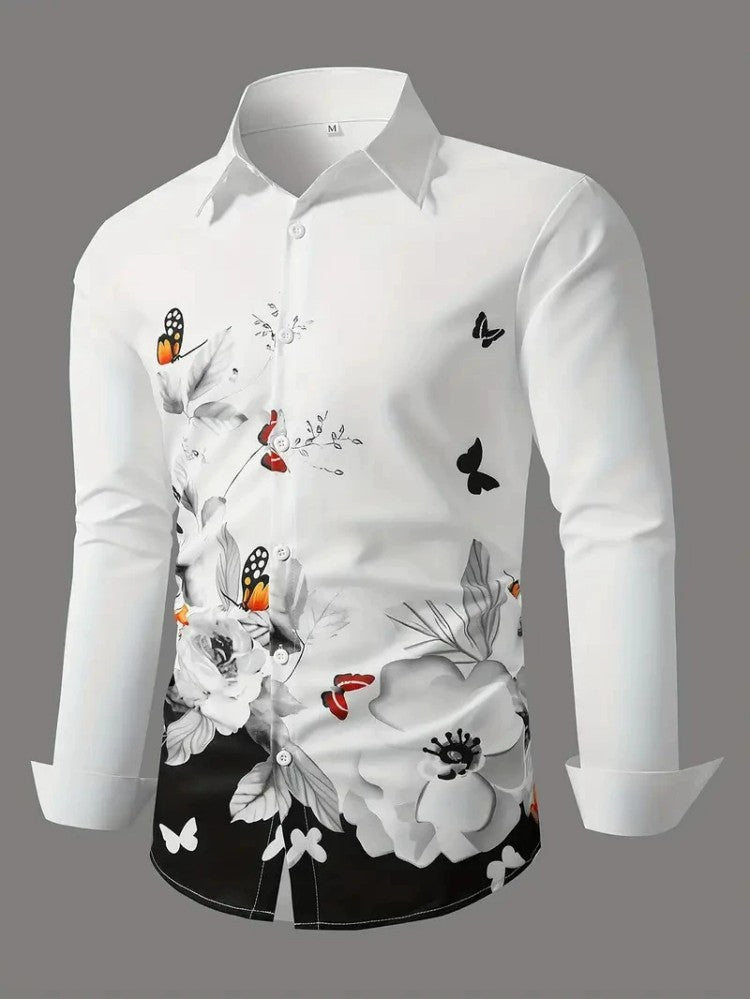 Camisa de manga larga 3D estampada para hombre, estilo casual y personalizado, tendencia europea y americana, para primavera y otoño
