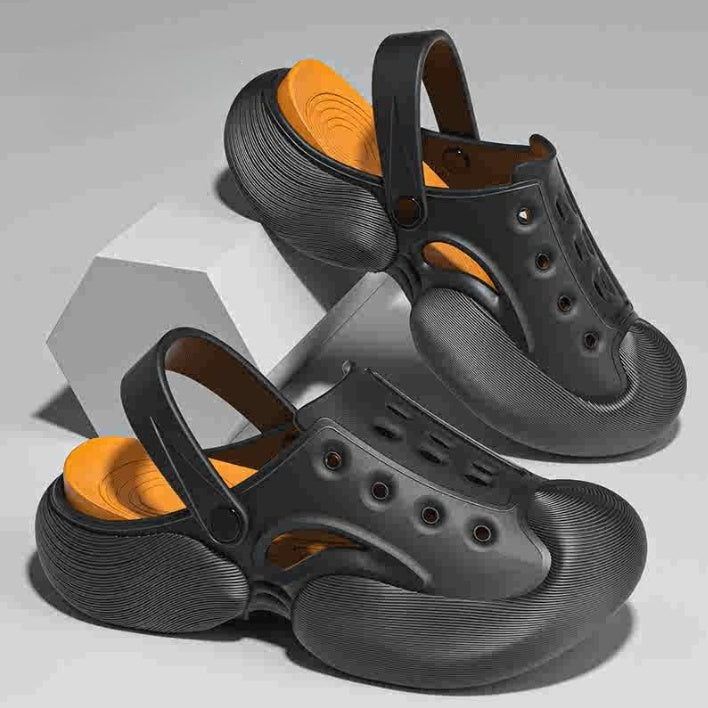 Geschlossene Outdoor-Slipper für den Sommer, Plateausohle, höhenverlängernd, rutschfest, trendige Lochschuhe für Damen und Herren