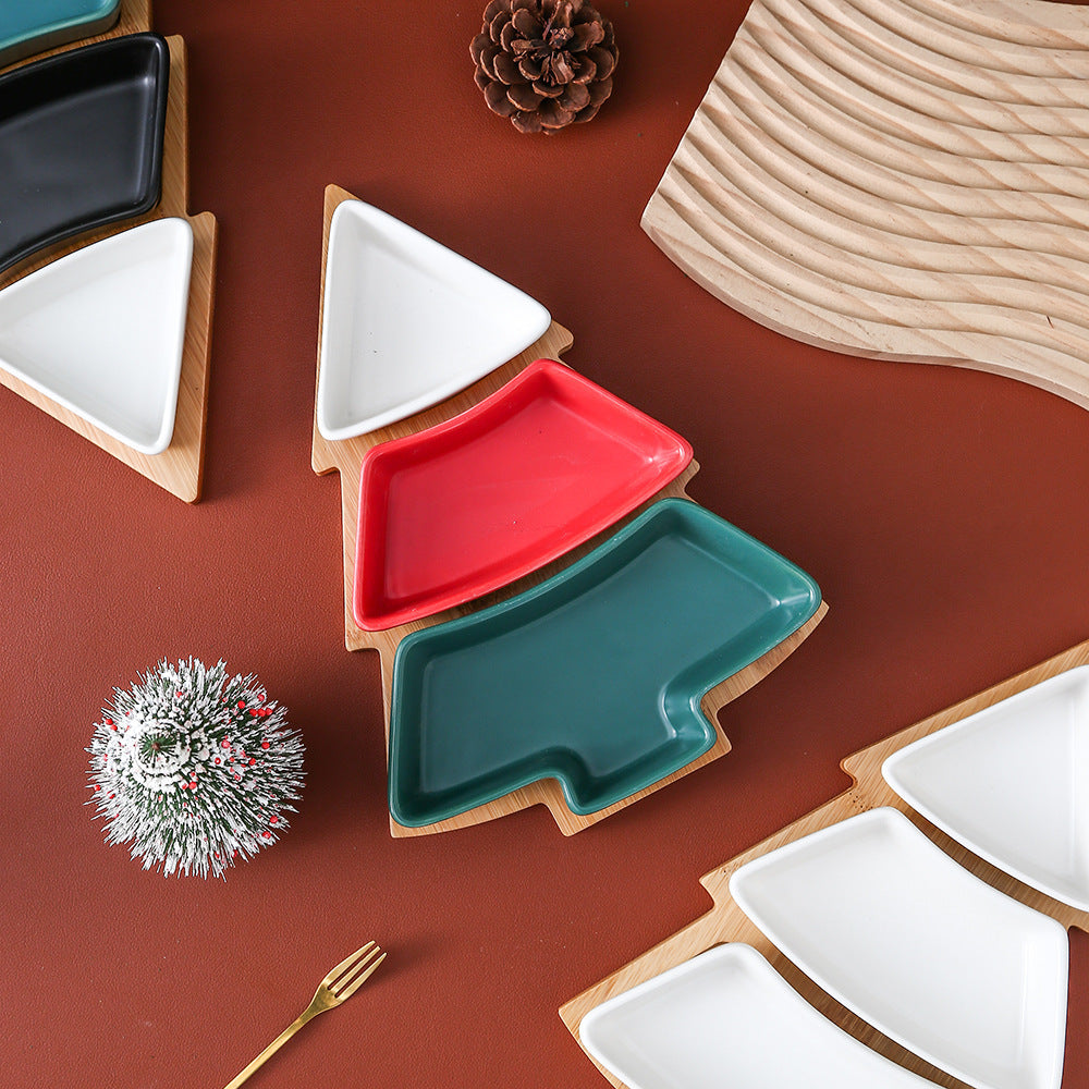 Julgranformad serveringsbricka i plast för snacks och desserter