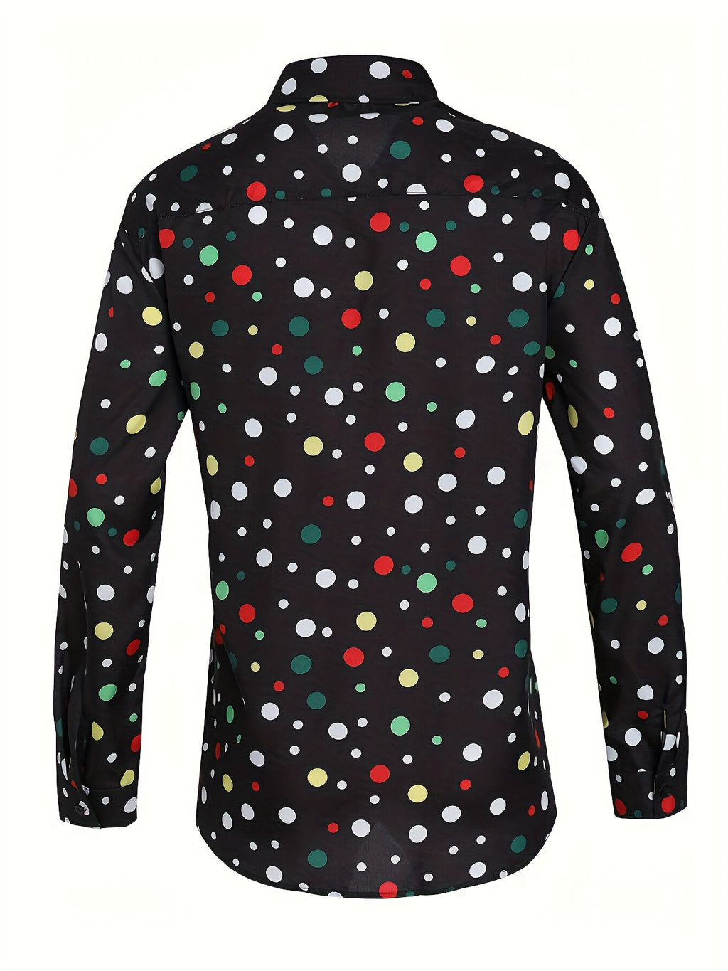 Une Chemise Décontractée Et Polyvalente À Manches Longues Avec Imprimés À Pois Pour Adolescents Et Hommes