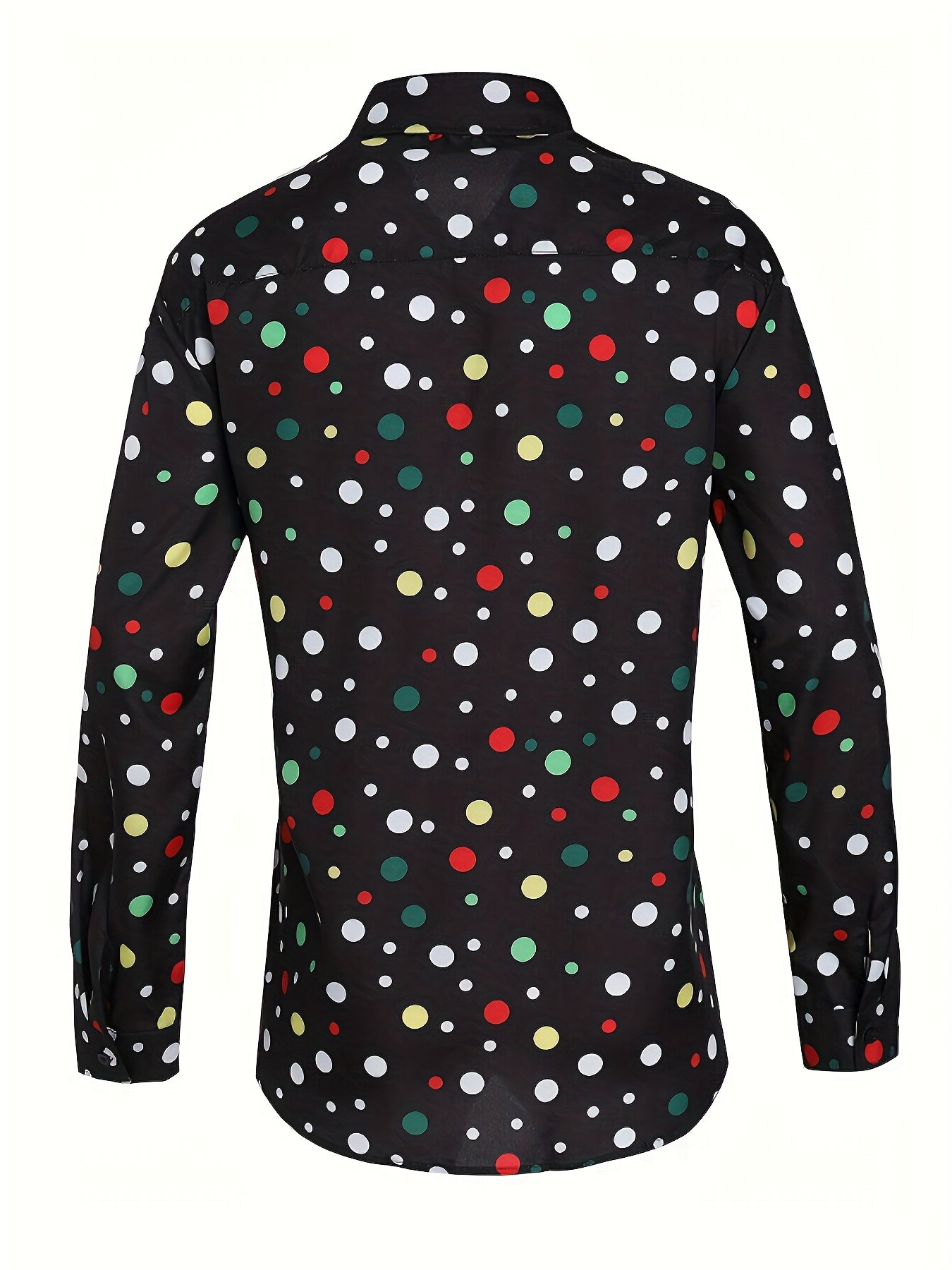 Una camisa de manga larga, informal y versátil, con estampado de lunares para adolescentes y hombres