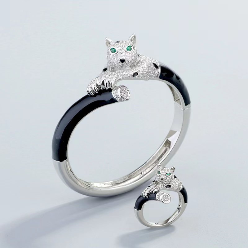 Crouching Green Eye Micro Set Zircon Gelarmband