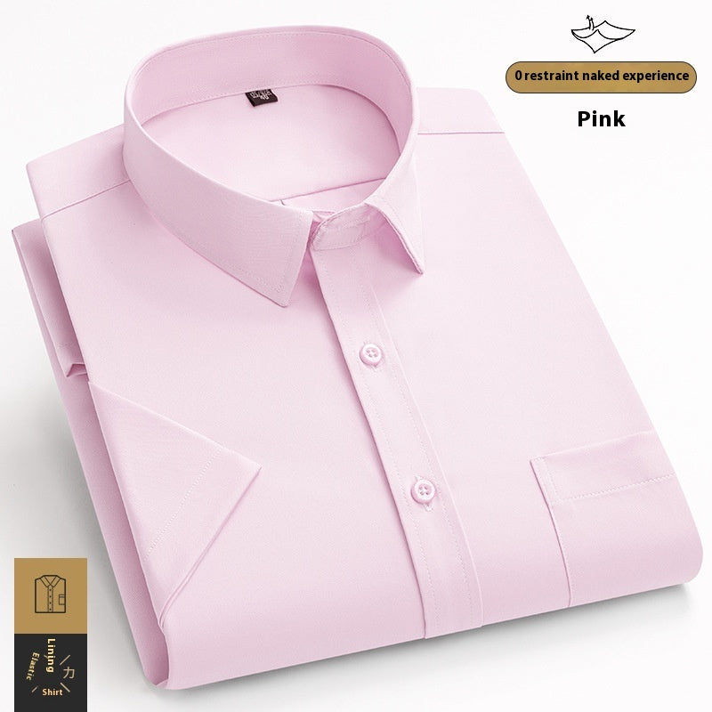 Camisa de manga corta para hombre de seda fría elástica y de moda