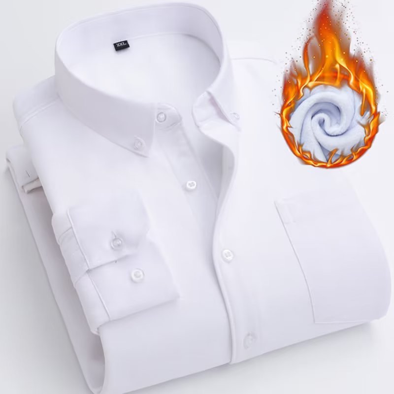 Camisa Oxford informal de franela, manga larga, cepillada, gruesa y cálida con forro polar
