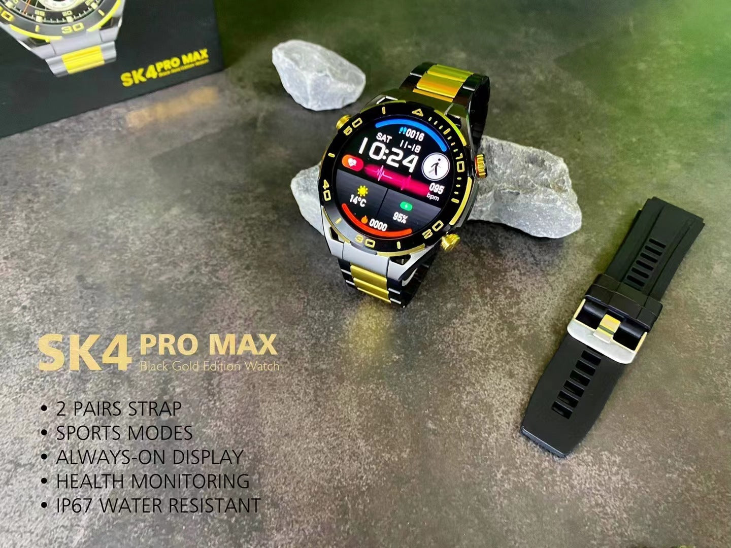 Smart sportklocka med Bluetooth-samtal och stor skärm, utformad för vuxna användare.