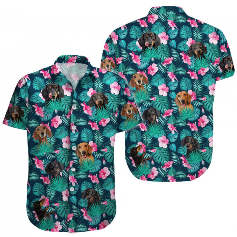 Camisa informal holgada estilo vacaciones con estampado digital 3D