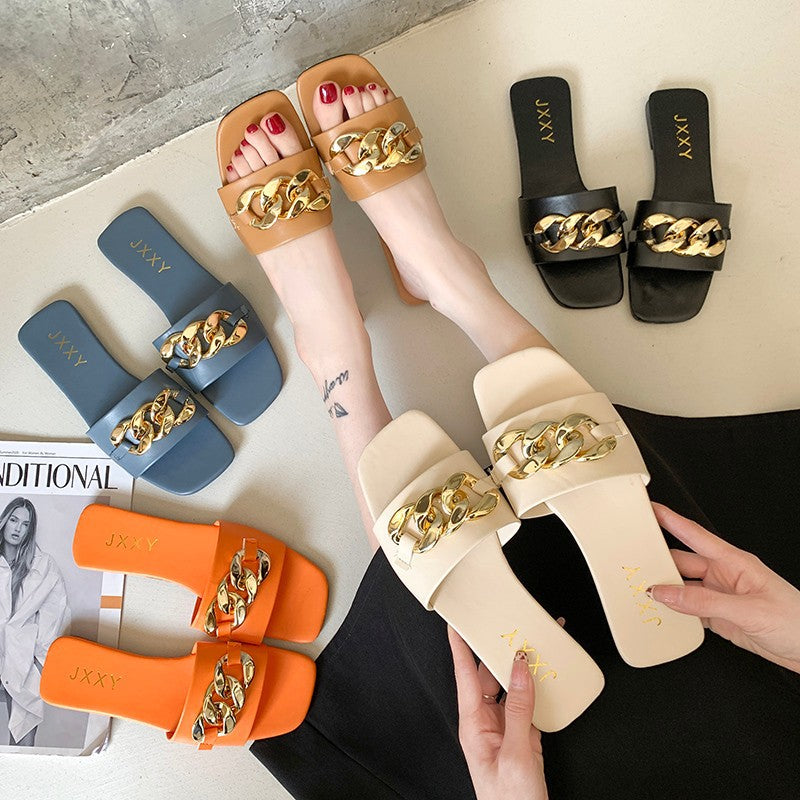 Nuevas chanclas de mujer de estilo moderno con punta cuadrada