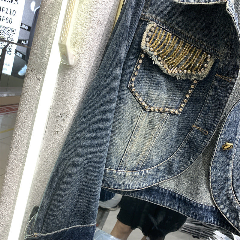 Small Fragrance Denim Jacket For Petite Women, Korean Style Outerwear