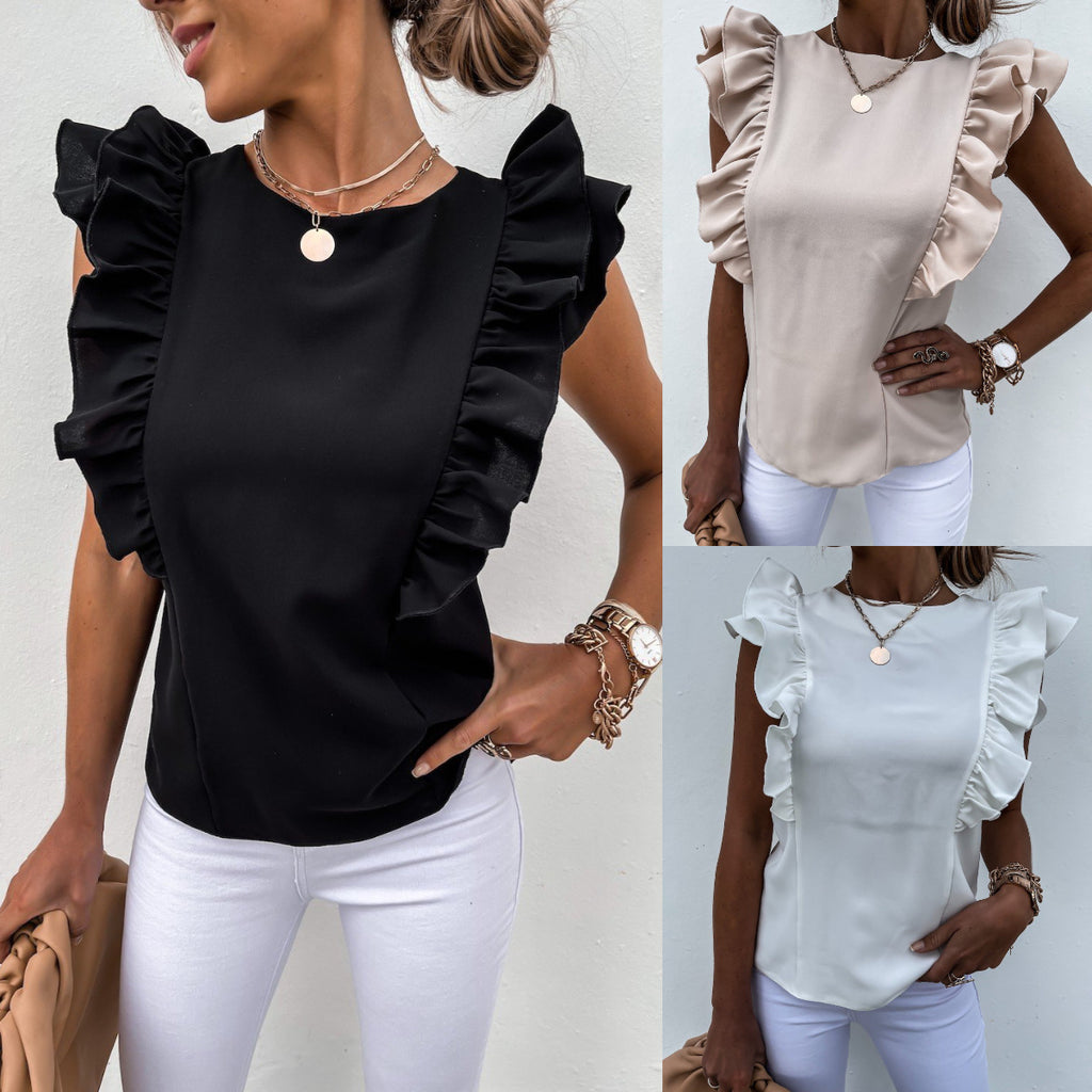 Camiseta de tirantes lisa para mujer con cuello redondo y sin mangas