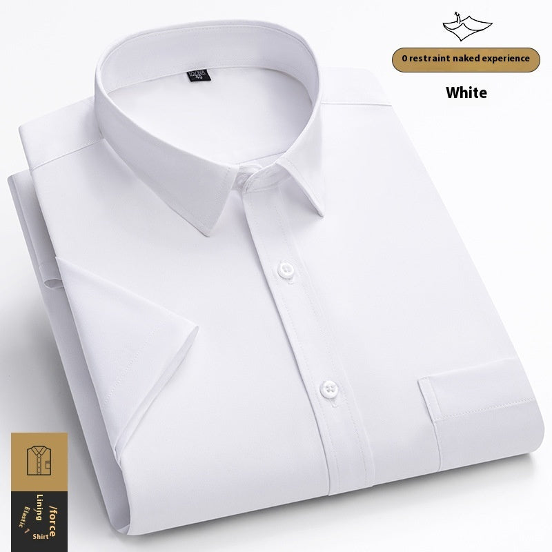 Camisa de manga corta para hombre de seda fría elástica y de moda