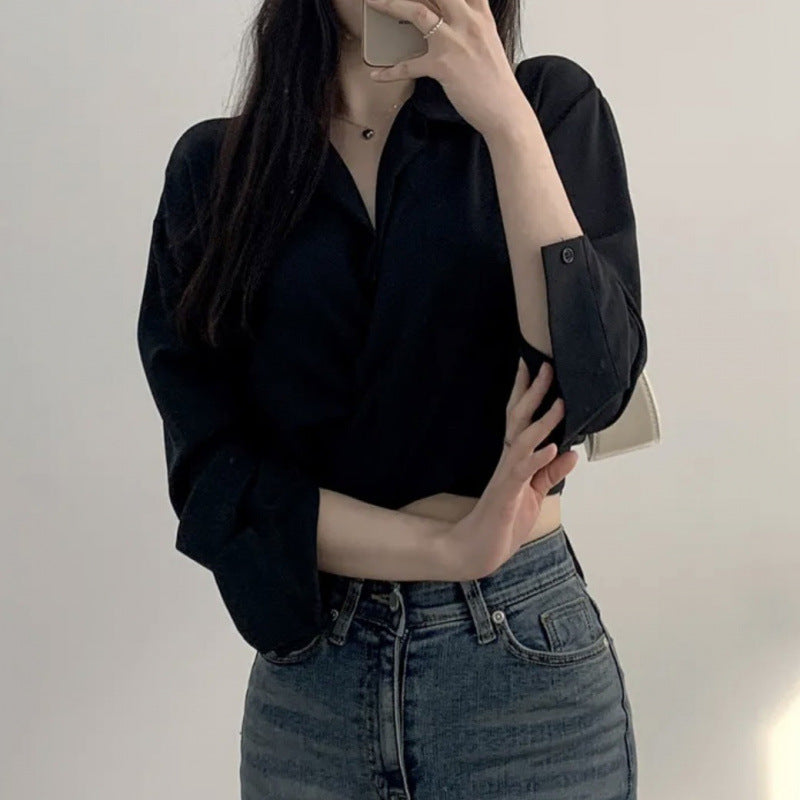 Blusa corta con lazo y abdomen al descubierto para mujer