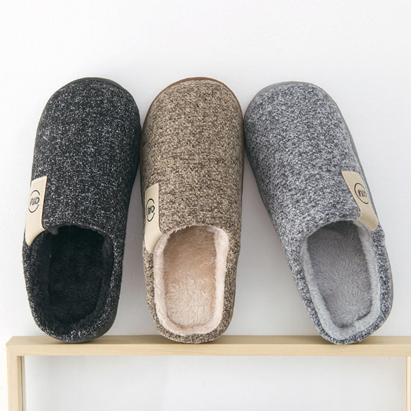 Herren-Winterhausschuhe für drinnen, warm, rutschfest, aus Baumwollstoff