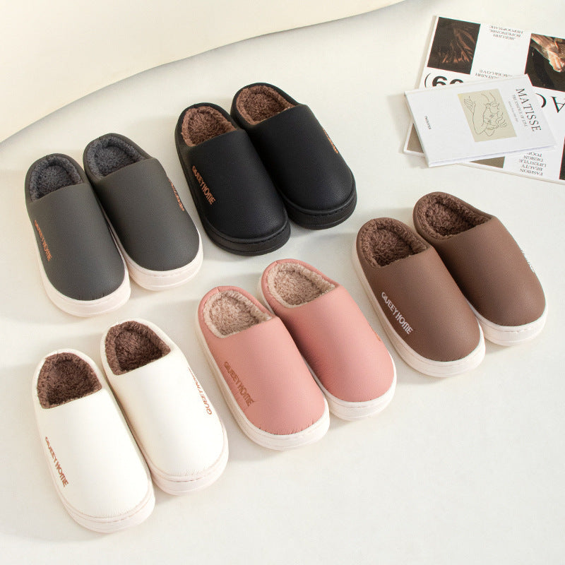 Winter Cotton Waterproof Outdoor Slippers Home Non-slip Winter Fleece-lined Men's Platform