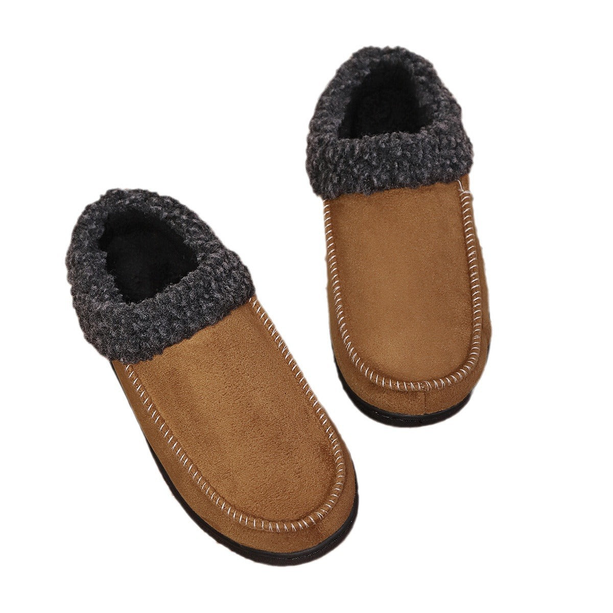 Zapatillas de algodón gruesas para casa, de otoño e invierno, con talón semicubierto