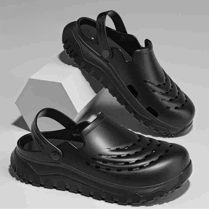 Geschlossene Outdoor-Slipper für den Sommer, Plateausohle, höhenverlängernd, rutschfest, trendige Lochschuhe für Damen und Herren