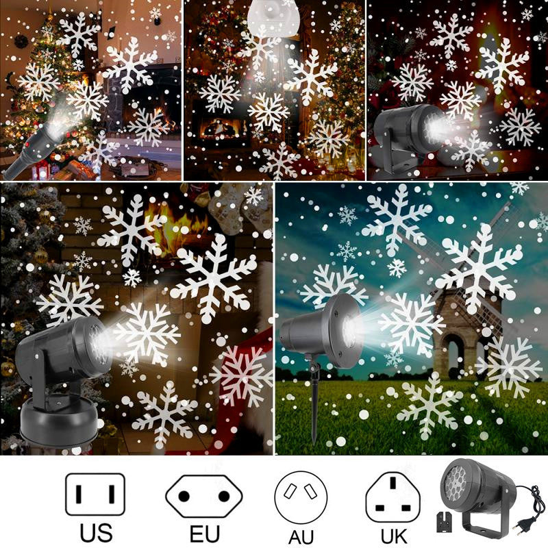 Projecteur LED flocon de neige de Noël – éclairage extérieur et intérieur pour Noël et les fêtes