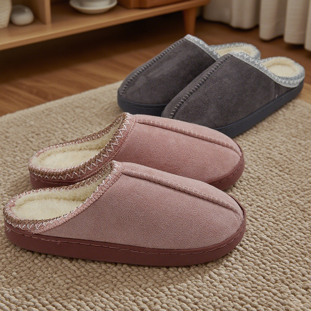 Zapatillas de algodón cálidas para mujer y pareja, de invierno, para interior, con suela gruesa