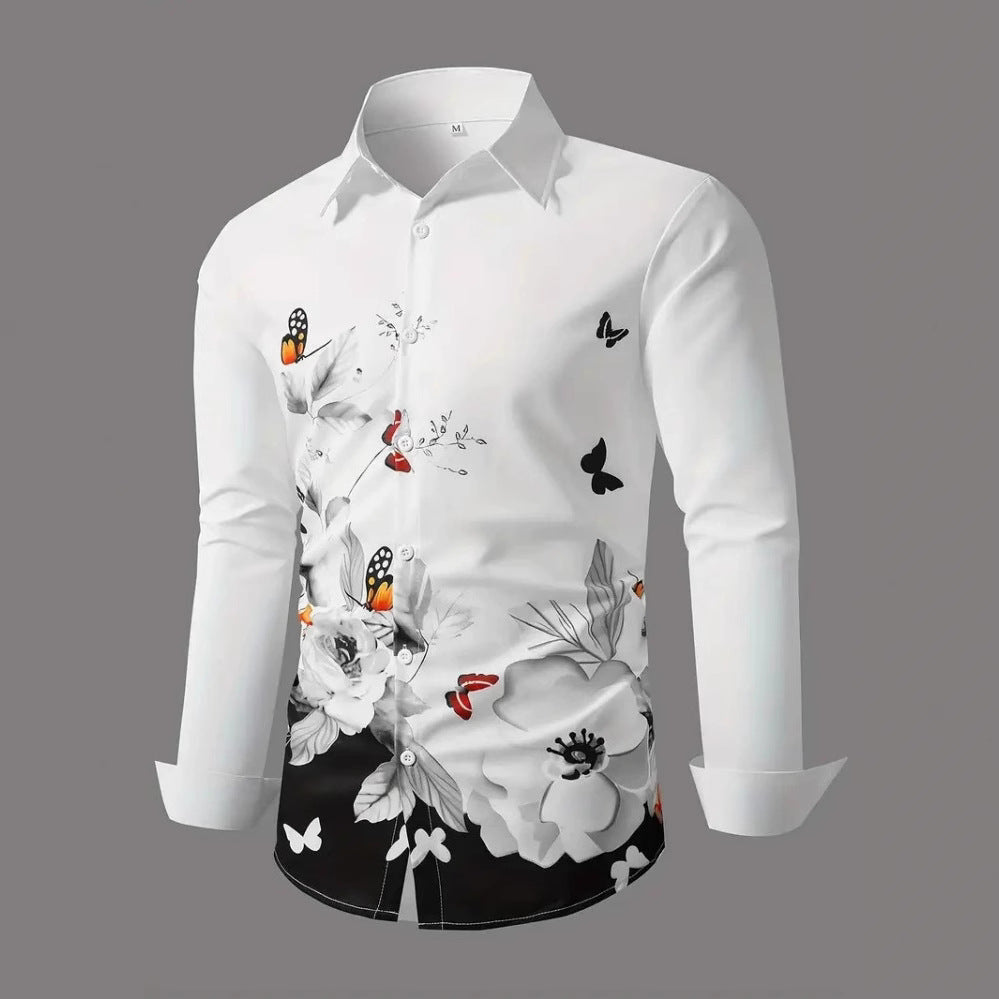 Camisa de manga larga 3D estampada para hombre, estilo casual y personalizado, tendencia europea y americana, para primavera y otoño