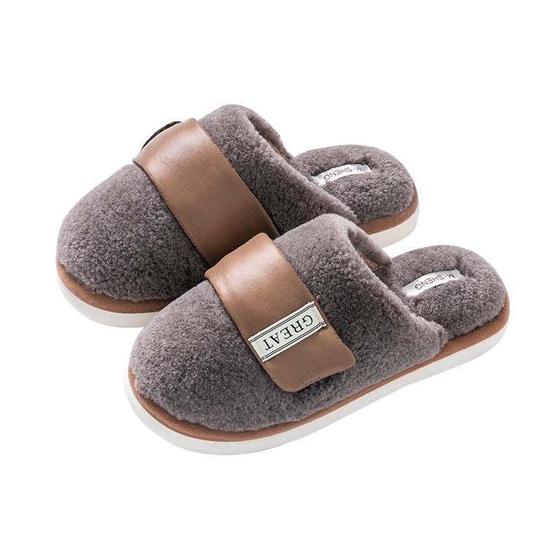 Zapatillas peludas Hook para mujer, otoño/invierno, para casa, con terciopelo, cálidas, para parejas, de algodón