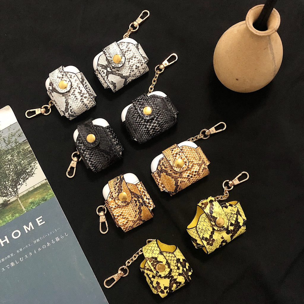 Kompatibel med Apple, skyddande fodral för airpods med ormskinnsmönster