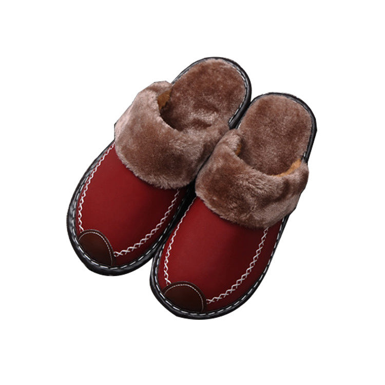 Pantuflas de lana cálidas para interior, con suela gruesa