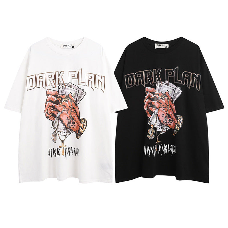 Camiseta nueva casual de hip hop con cuello redondo y media manga