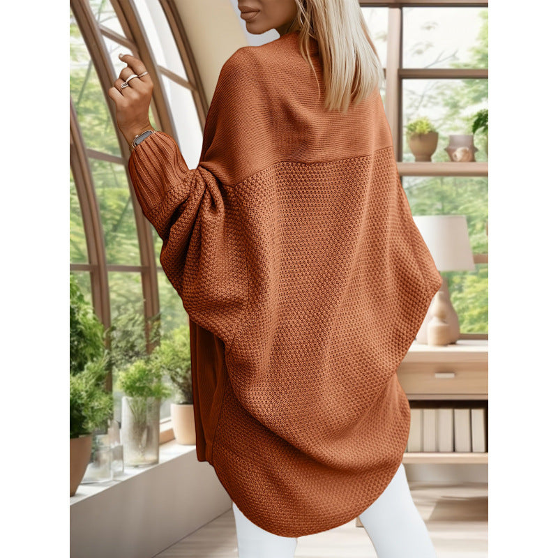 Abrigo tipo cárdigan largo, holgado e informal de color liso para mujer