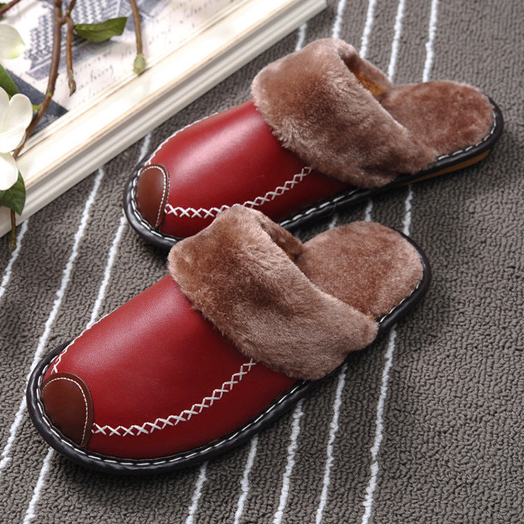 Pantuflas de lana cálidas para interior, con suela gruesa