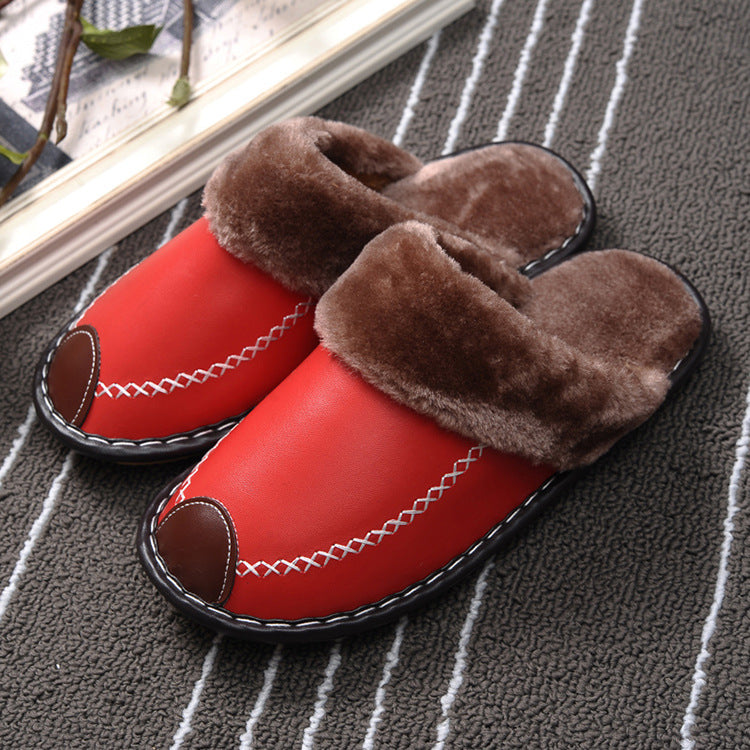 Pantuflas de lana cálidas para interior, con suela gruesa