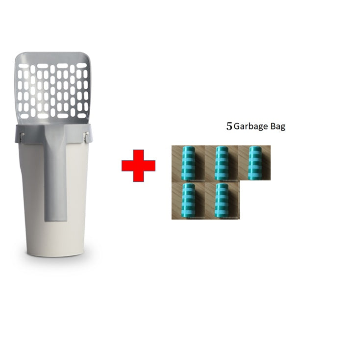 Denna integrerade spade för kattsand är designad för att göra rengöringen av kattlådan enklare och mer hygienisk.