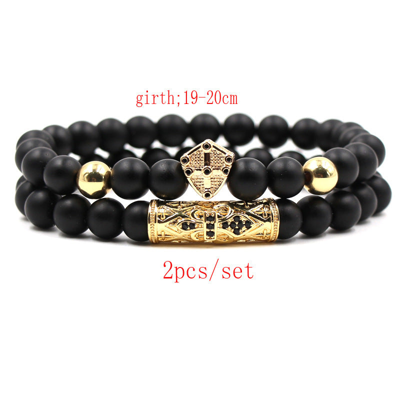 Mikroinlagt kostymarmband med frostat stensköldarmbågsarmband