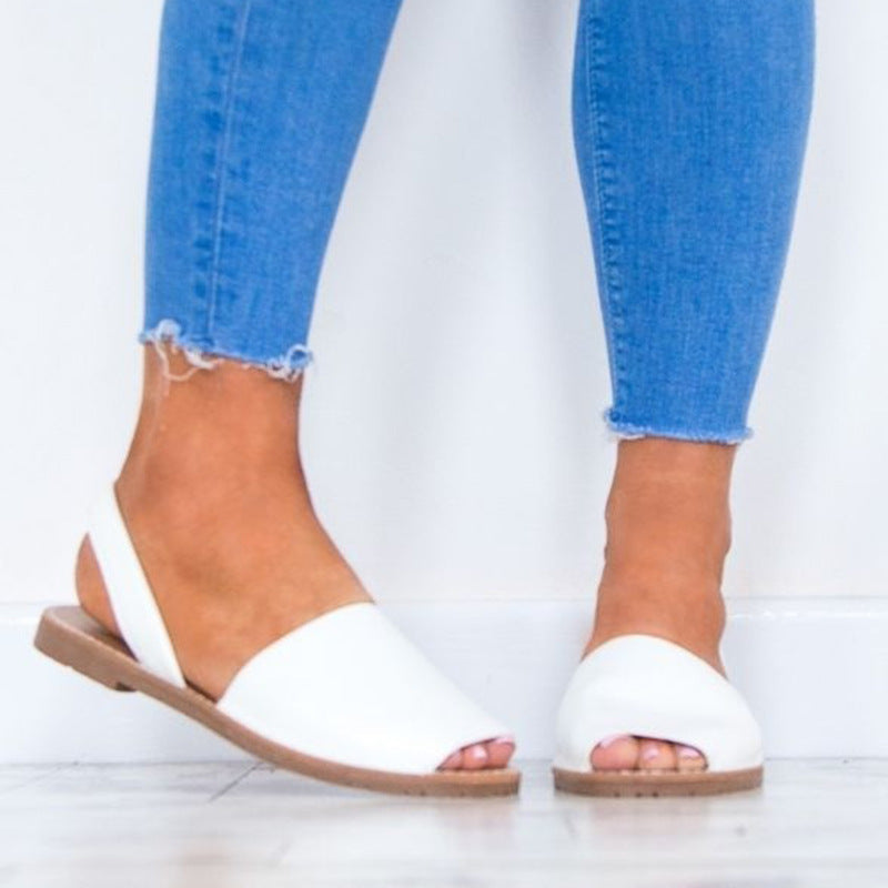 Sandalias y chanclas de mujer, sandalias romanas de punta abierta, zapatos planos para mujer