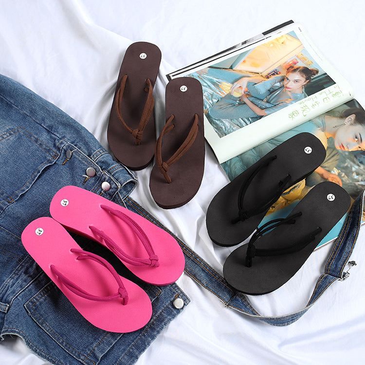 Chanclas de verano para mujer, estilo coreano, con doble correa, suela gruesa y tacón alto