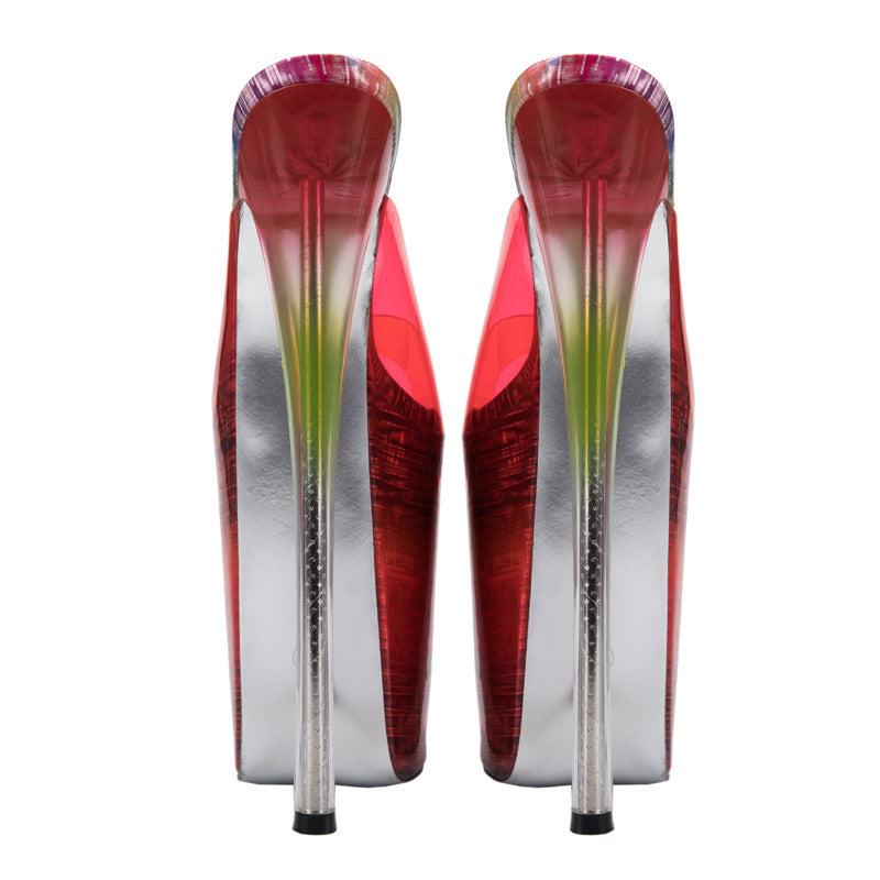 Superhohe Stiletto-Pantoletten aus transparentem Glas-Kunststoff