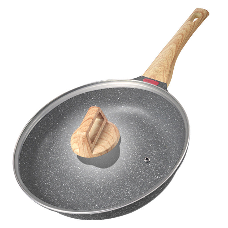 Bratpfanne mit Macadamia-Beschichtung und Antihaft-Oberflächenbehandlung, die das Risiko des Anhaftens von Zutaten beim Kochen verringert.