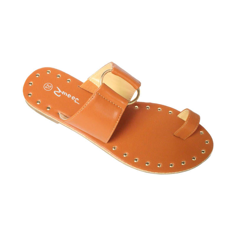 Nuevas sandalias planas para mujer de verano, estilo toe, con remaches, para exteriores, talla grande 43