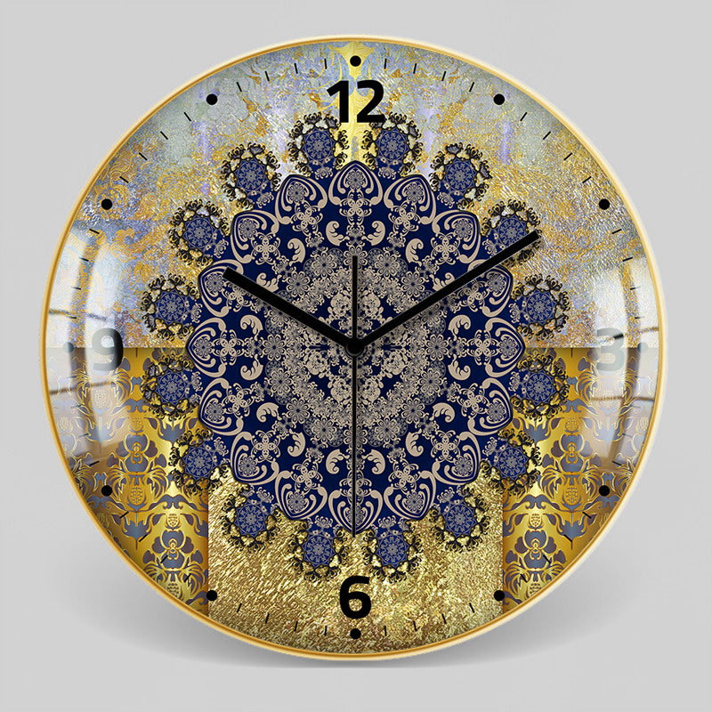 Nordic Moroccan Decorative Clock Ethnic Style Glass Bohemian Pattern Wall Clock