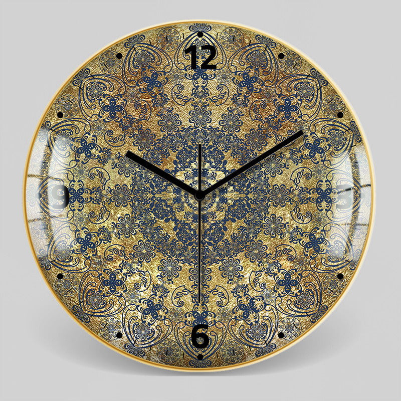 Nordic Moroccan Decorative Clock Ethnic Style Glass Bohemian Pattern Wall Clock
