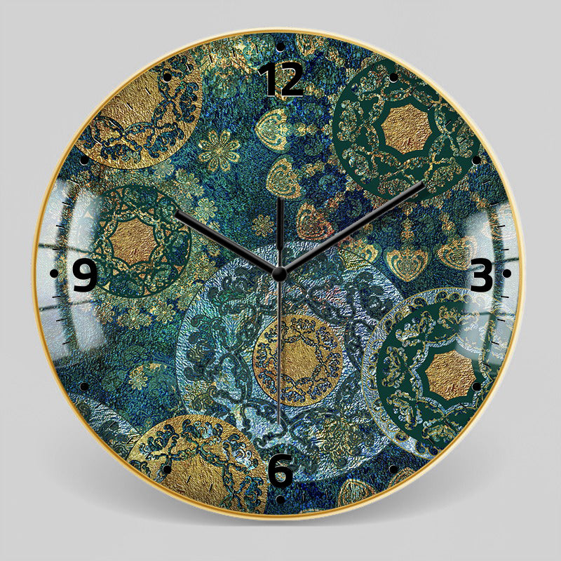 Nordic Moroccan Decorative Clock Ethnic Style Glass Bohemian Pattern Wall Clock