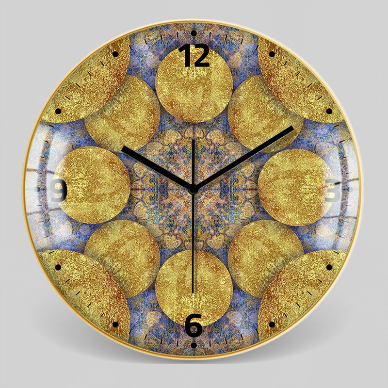 Nordic Moroccan Decorative Clock Ethnic Style Glass Bohemian Pattern Wall Clock