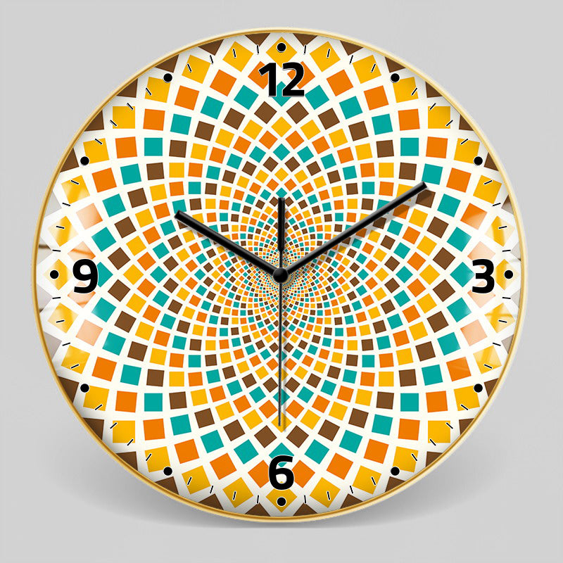 Nordic Moroccan Decorative Clock Ethnic Style Glass Bohemian Pattern Wall Clock