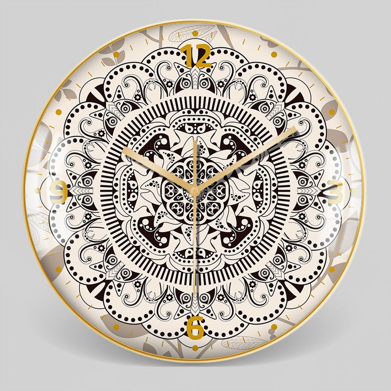 Nordic Moroccan Decorative Clock Ethnic Style Glass Bohemian Pattern Wall Clock