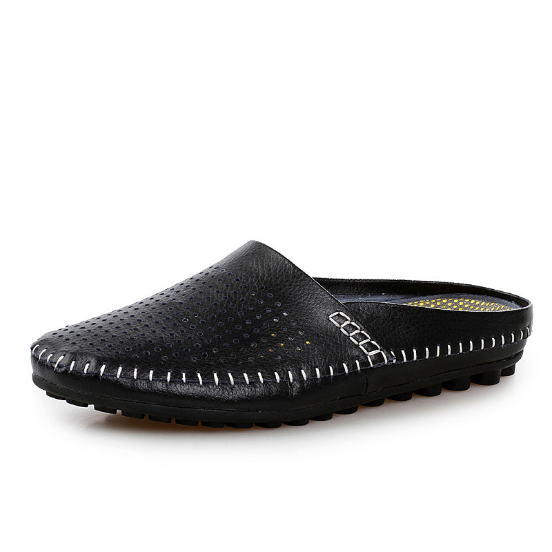 Nuevas zapatillas medias de verano estilo británico para hombre con punta cerrada