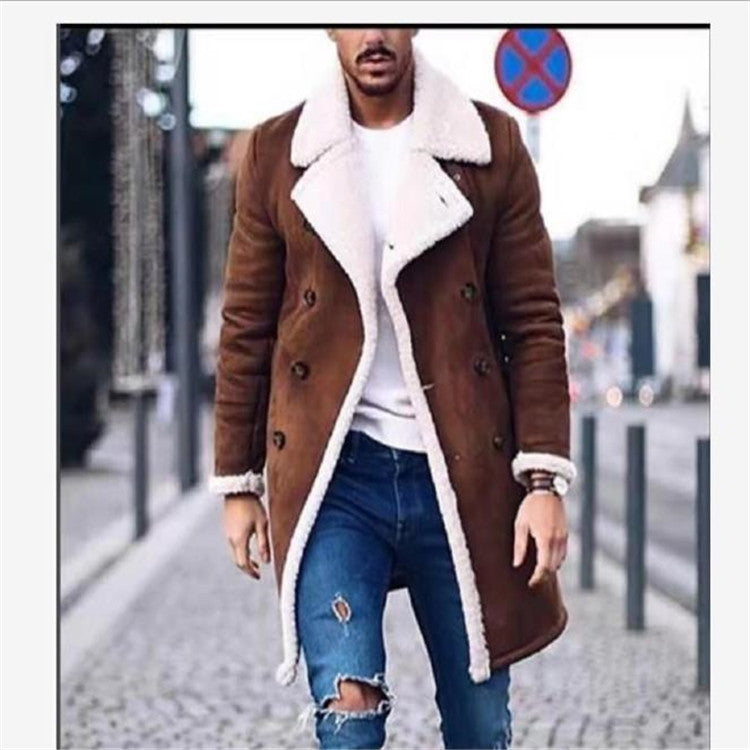 Winter Hot Style Faux Deerskin Polar Fleece Long Warm Coat