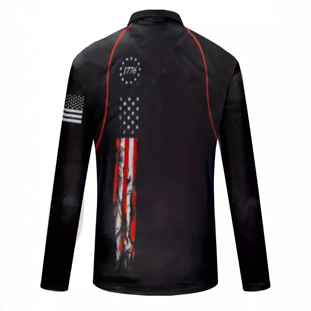 Polo deportivo de manga larga con cremallera para hombre