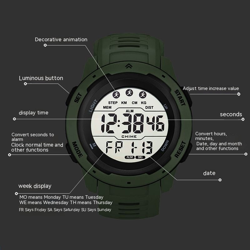 Herrklocka i enkel design med elektronisk urtavla och mjukt silikonarmband.