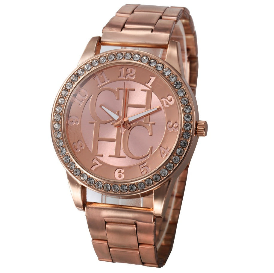 Diamantklocka stålrem kvartsklocka