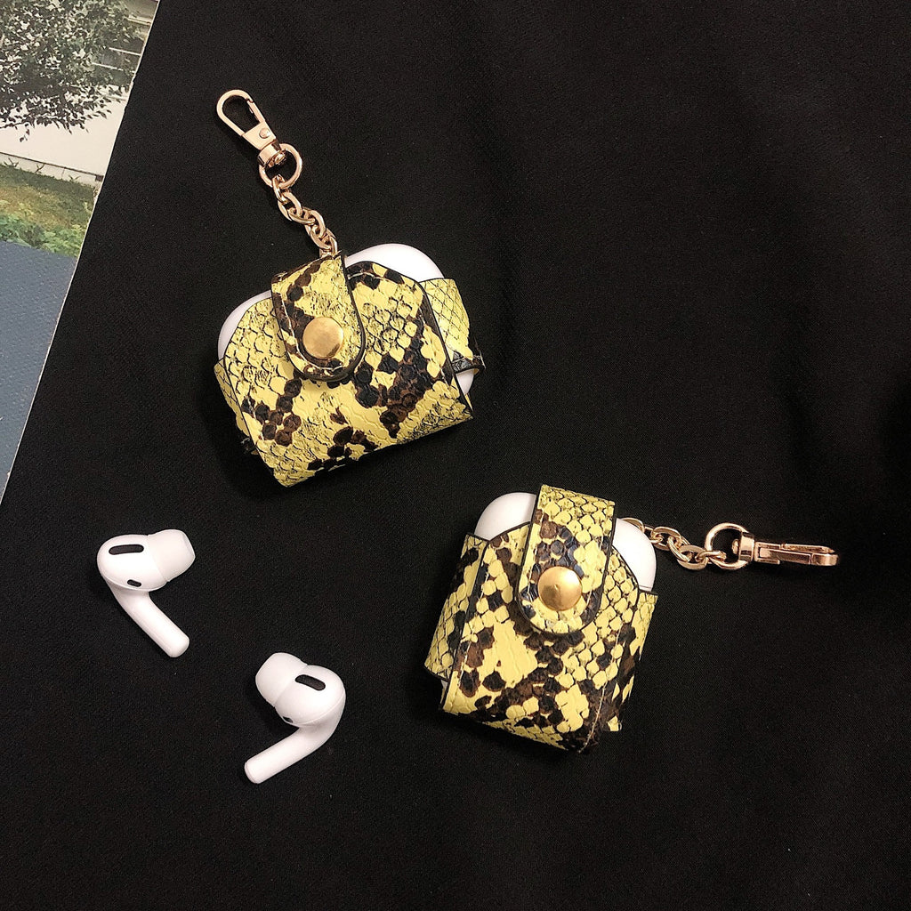 Kompatibel med Apple, skyddande fodral för airpods med ormskinnsmönster